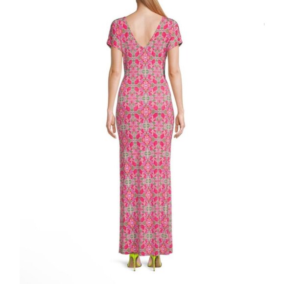 Misa Los‎ Angeles Pink Carlotta Ruched Maxi Dress Plunge Neckline Cutouts M - Picture 6 of 15